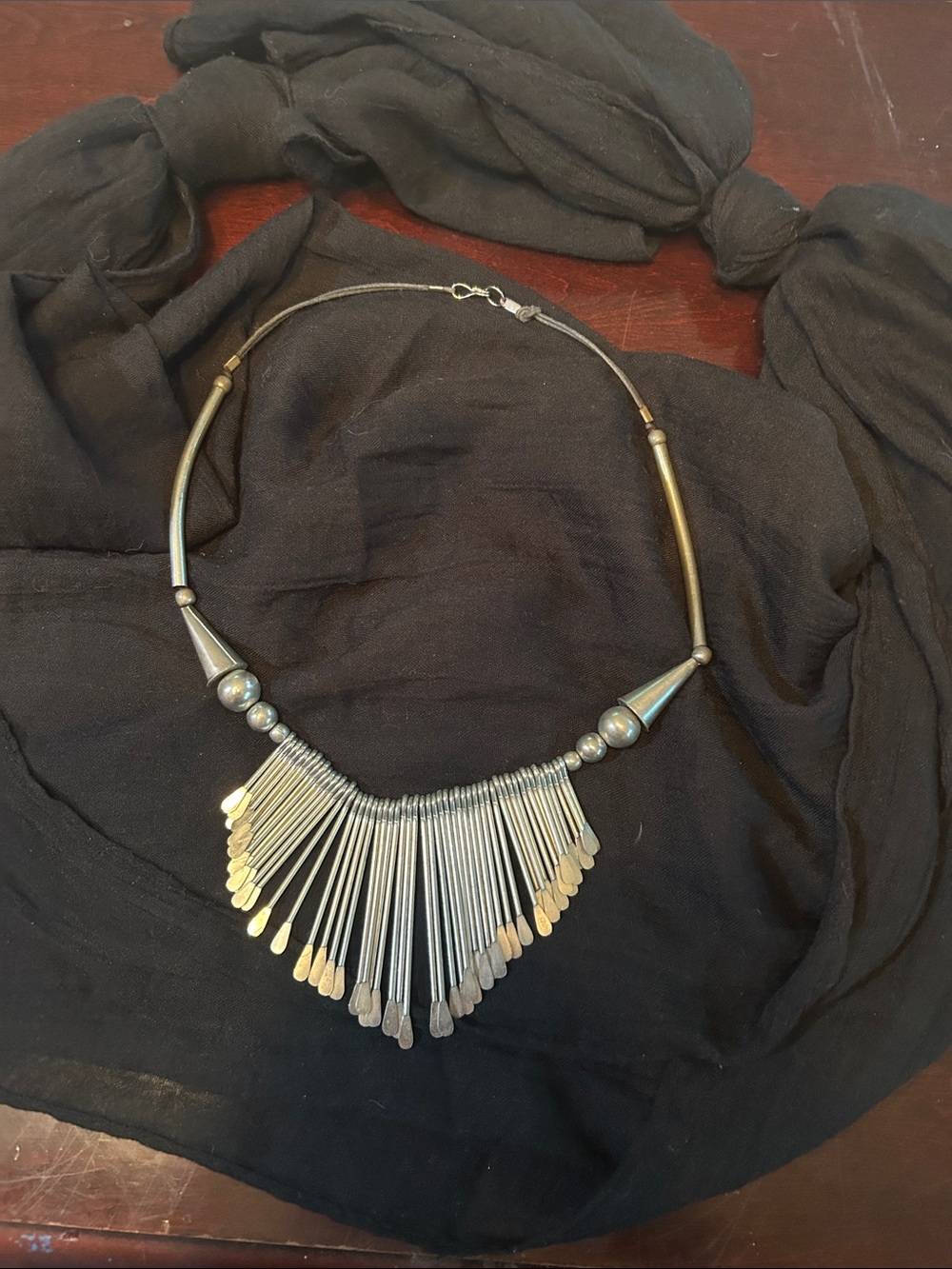 Charming Charlie Silver-Tone Fringe Statement Necklace